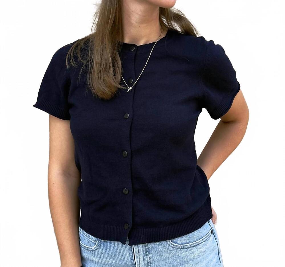 NEW DEAR JOHN DENIM yessenia short sleeve cardigan in navy